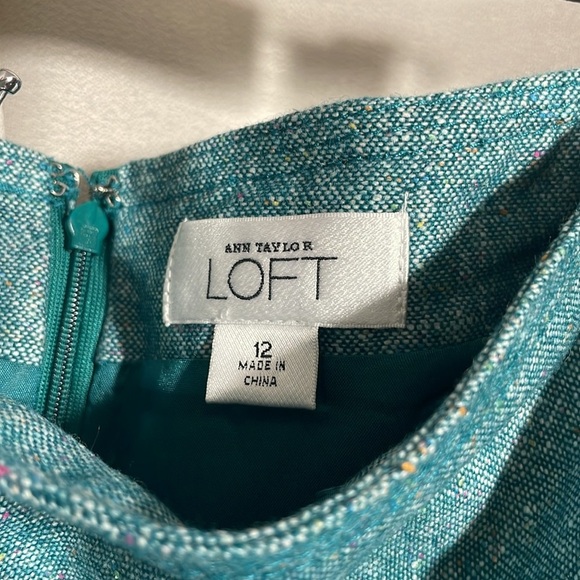 LOFT teal Blue  with flecks of color A-Line Knee-Length Skirt for Work - Picture 2 of 5